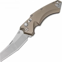 Автоматический складной нож Hogue Wharncliffe EX-A05, клинок Stonewash, сталь 154CM, рукоять пустынный алюминий купить в Чебоксарах