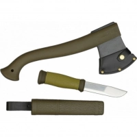 Набор Morakniv Outdoor Kit MG, нож Morakniv 2000 сталь Sandvik 12C27, цвет зеленый + топор купить в Чебоксарах