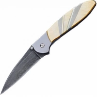 Полуавтоматический складной нож Santa Fe Kershaw Leek, дамасская сталь, рукоять сталь с накладкой из перламутра купить в Чебоксарах