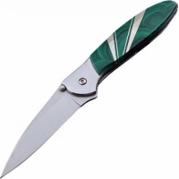 Полуавтоматический складной нож Santa Fe Kershaw Leek, сталь 14C28N, рукоять сталь с накладкой из малахита купить в Чебоксарах