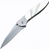 Полуавтоматический складной нож Santa Fe Kershaw Leek, сталь 14C28N, рукоять сталь с накладкой из перламутра купить в Чебоксарах