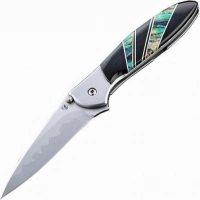 Полуавтоматический складной нож Santa Fe Kershaw Leek, сталь D2/14C28N, рукоять сталь с накладкой из зуба мамонта купить в Чебоксарах