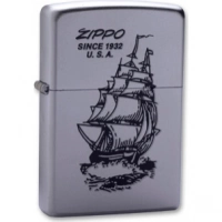 Зажигалка ZIPPO Boat-Zippo Satin Chrome, латунь с ник.-хром. покрыт., сереб., матовая, 36х56х12мм купить в Чебоксарах