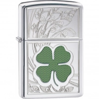 Зажигалка ZIPPO Classic «Клевер» с покрытием High Polish Chrome купить в Чебоксарах