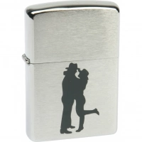 Зажигалка ZIPPO Cowboy Couple Brushed Chrome, латунь, ник.-хром. покр., серебр., матов., 36х56х12 мм купить в Чебоксарах